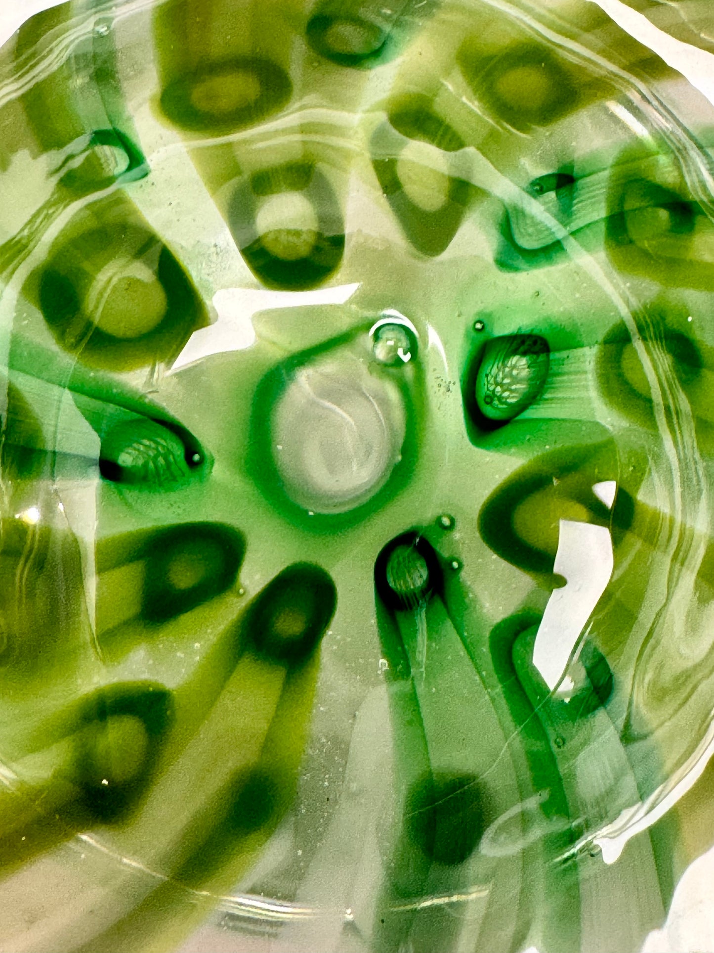 Green and grey cane bowl - handblown glass art