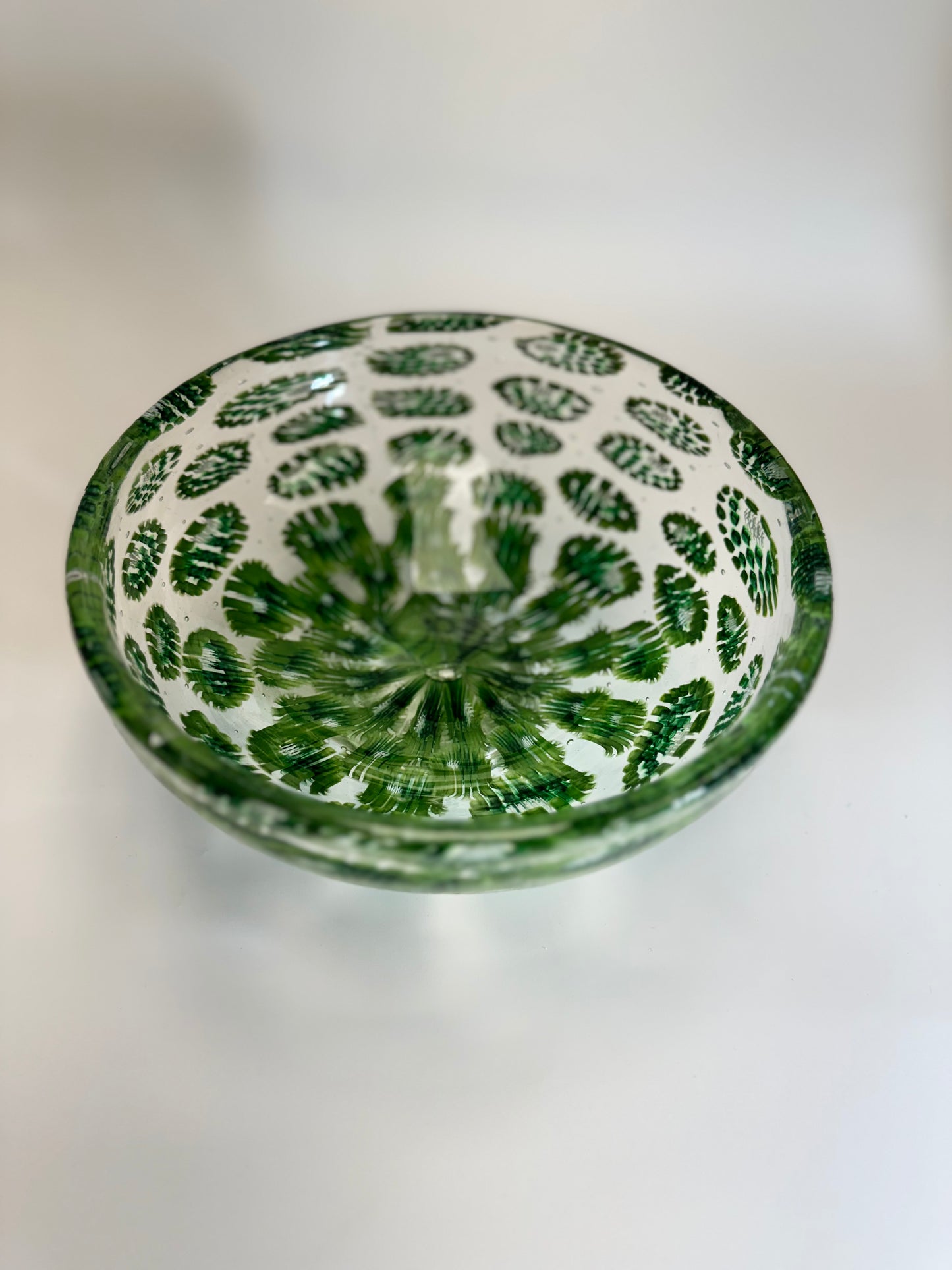 Green handblown murrine bowl