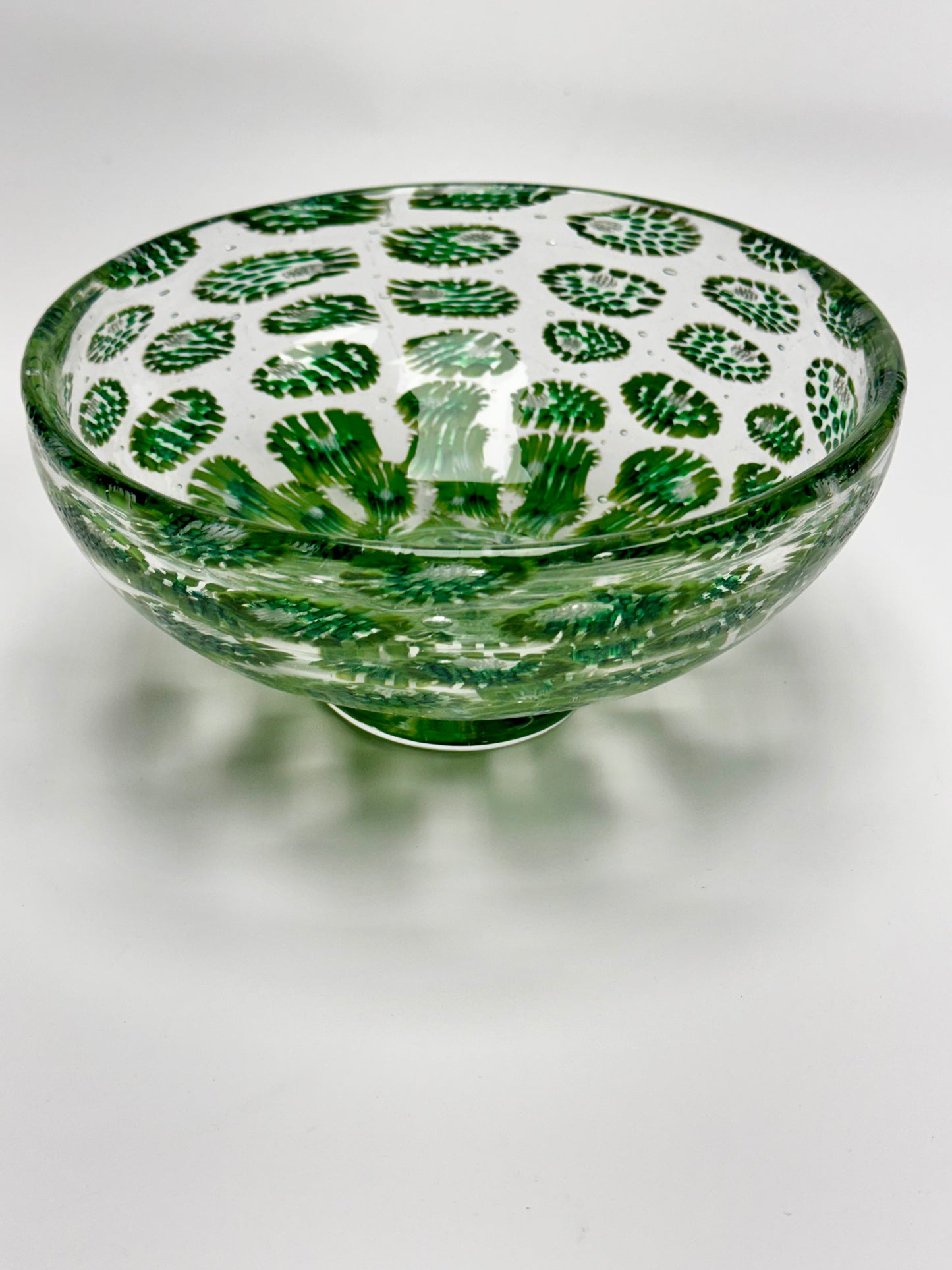 Green handblown murrine bowl