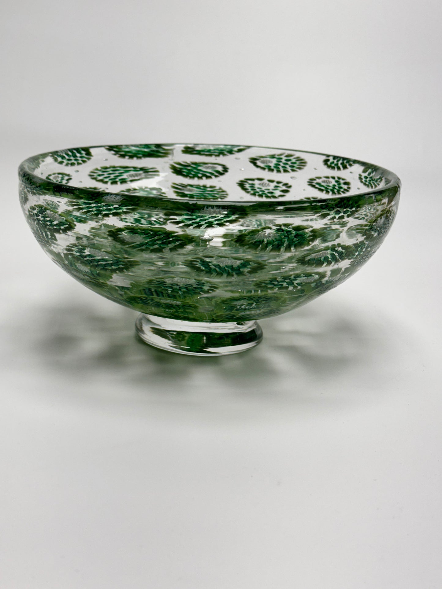 Green handblown murrine bowl