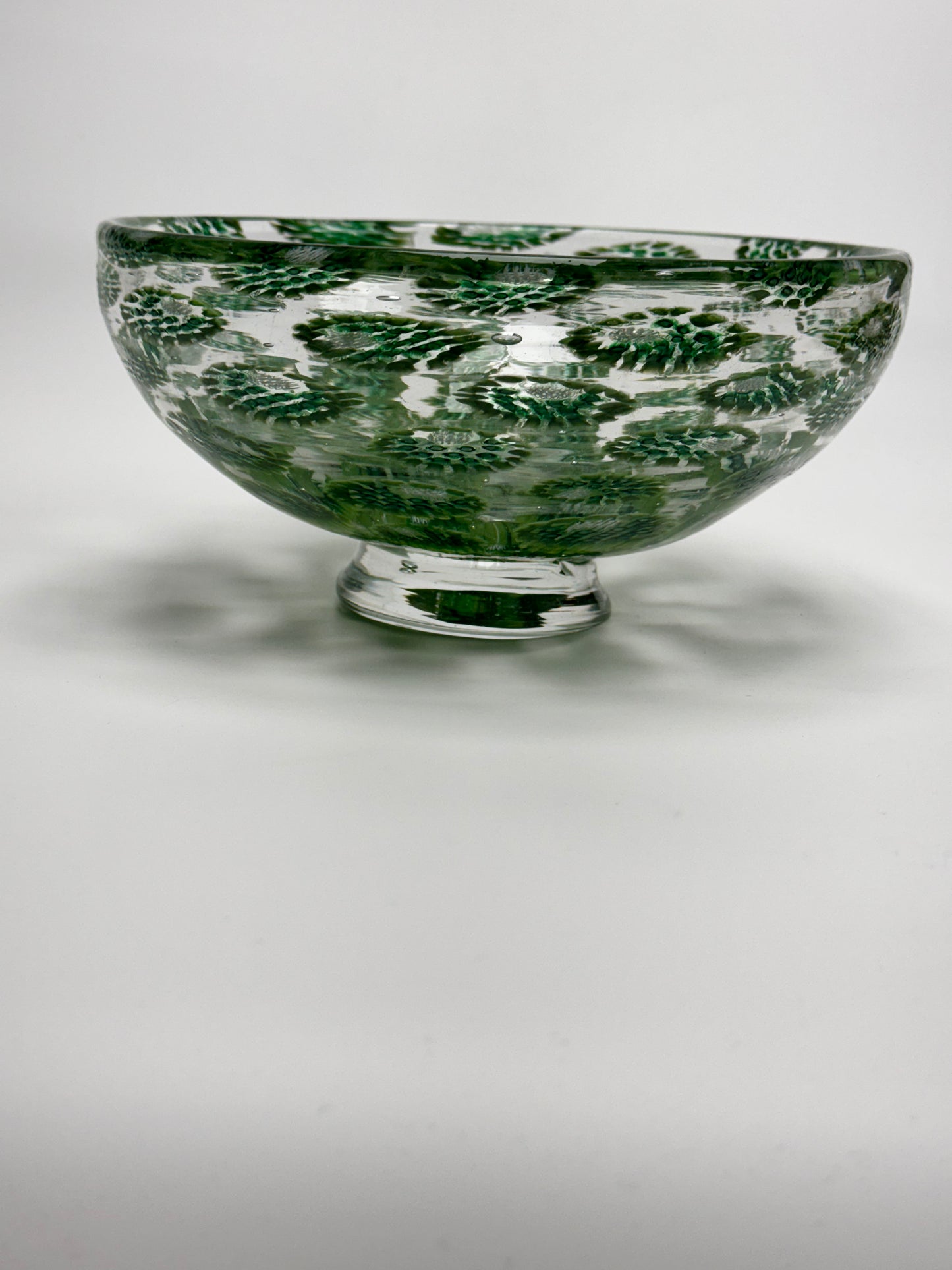 Green handblown murrine bowl