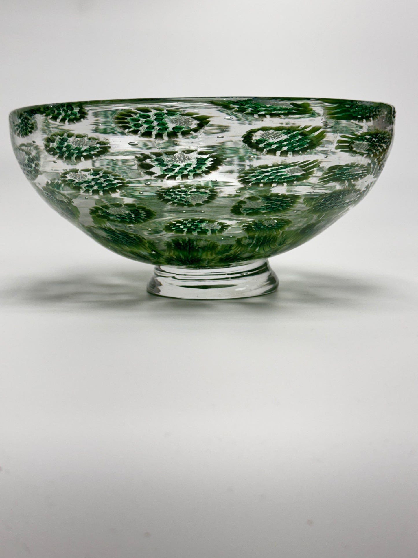 Green handblown murrine bowl