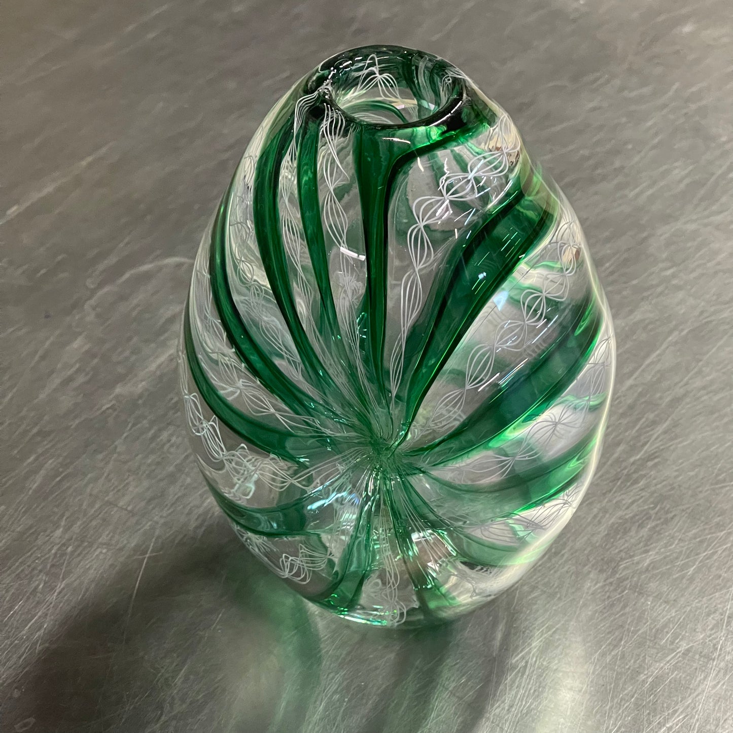 Switch Axis Green and White Cane Vase