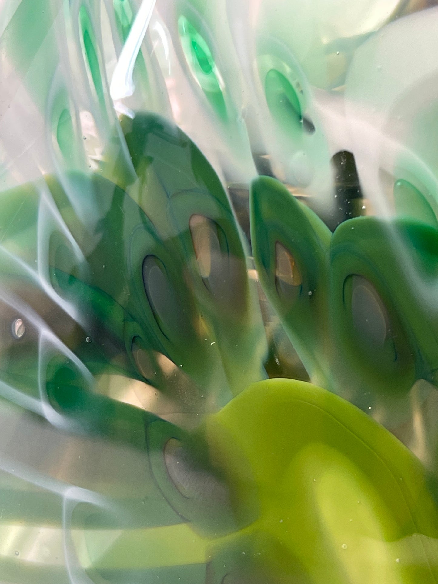 Green and grey cane vase - handblown glass art