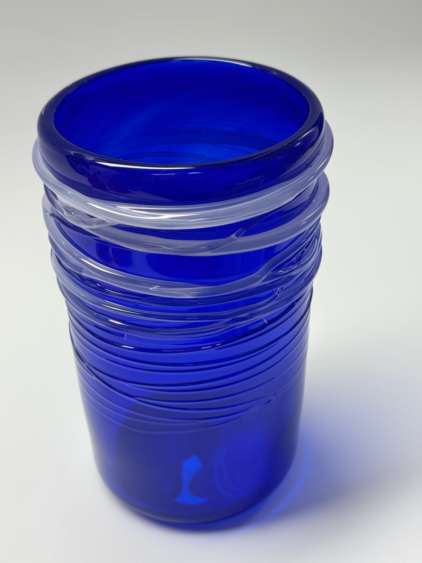 Cobalt Blue Vase With Opaline Drizzle