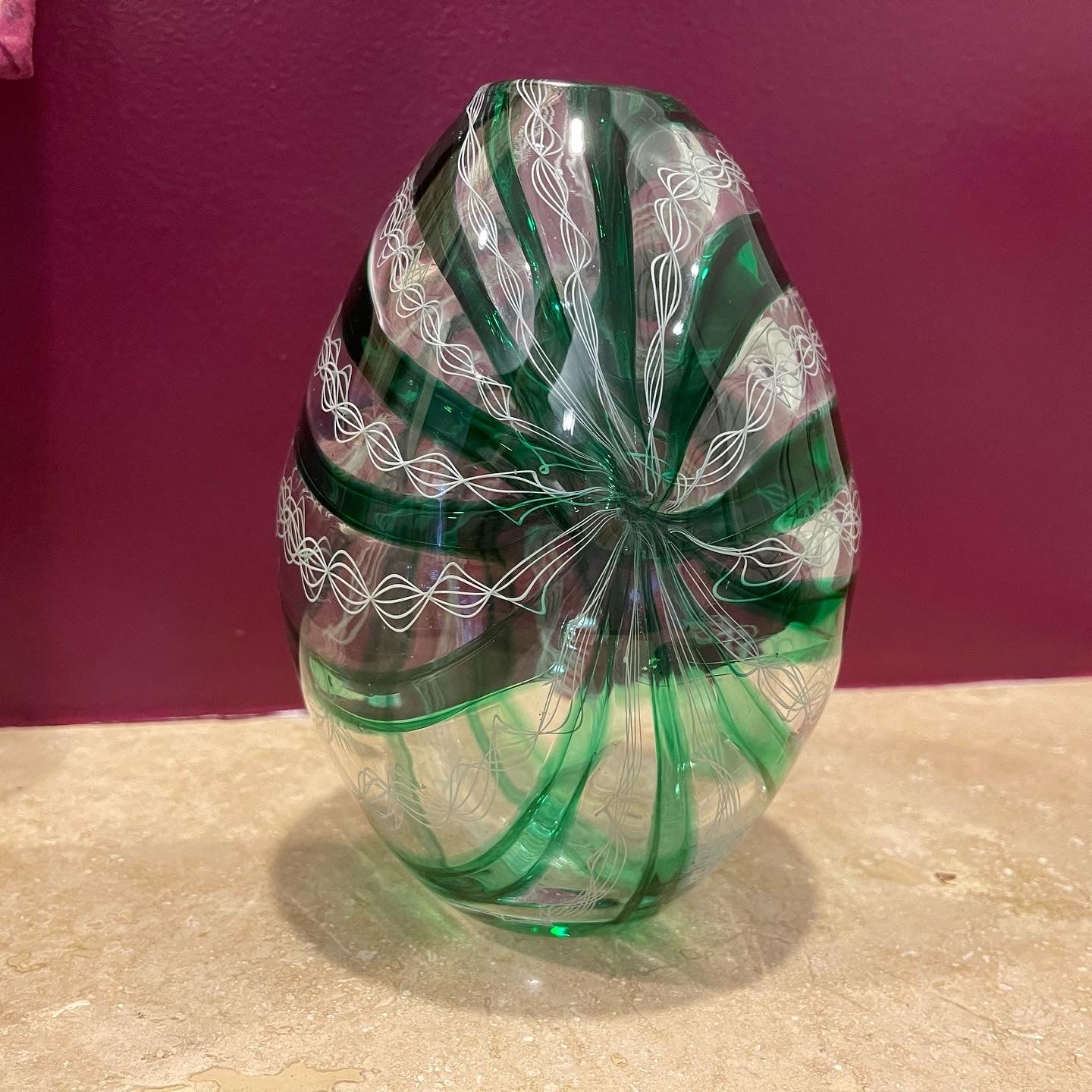 Switch Axis Green and White Cane Vase