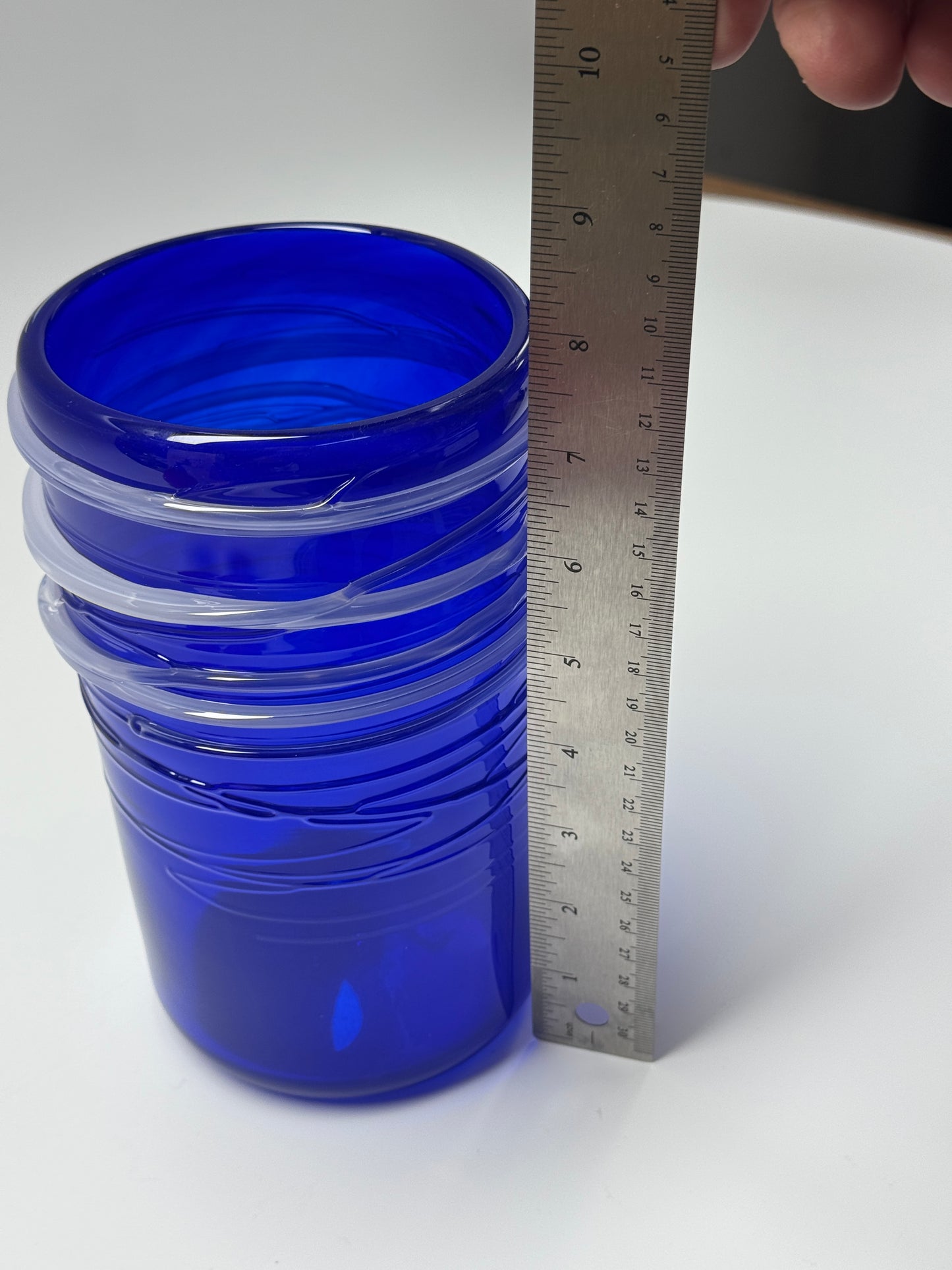 Cobalt Blue Vase With Opaline Drizzle
