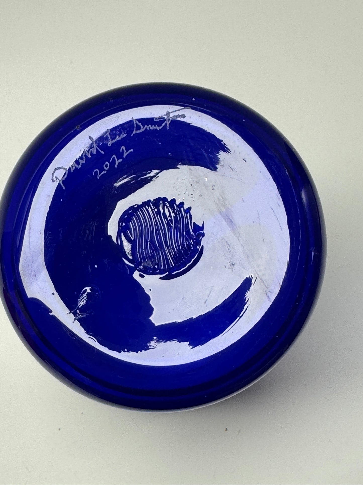 Cobalt Blue Vase With Opaline Drizzle