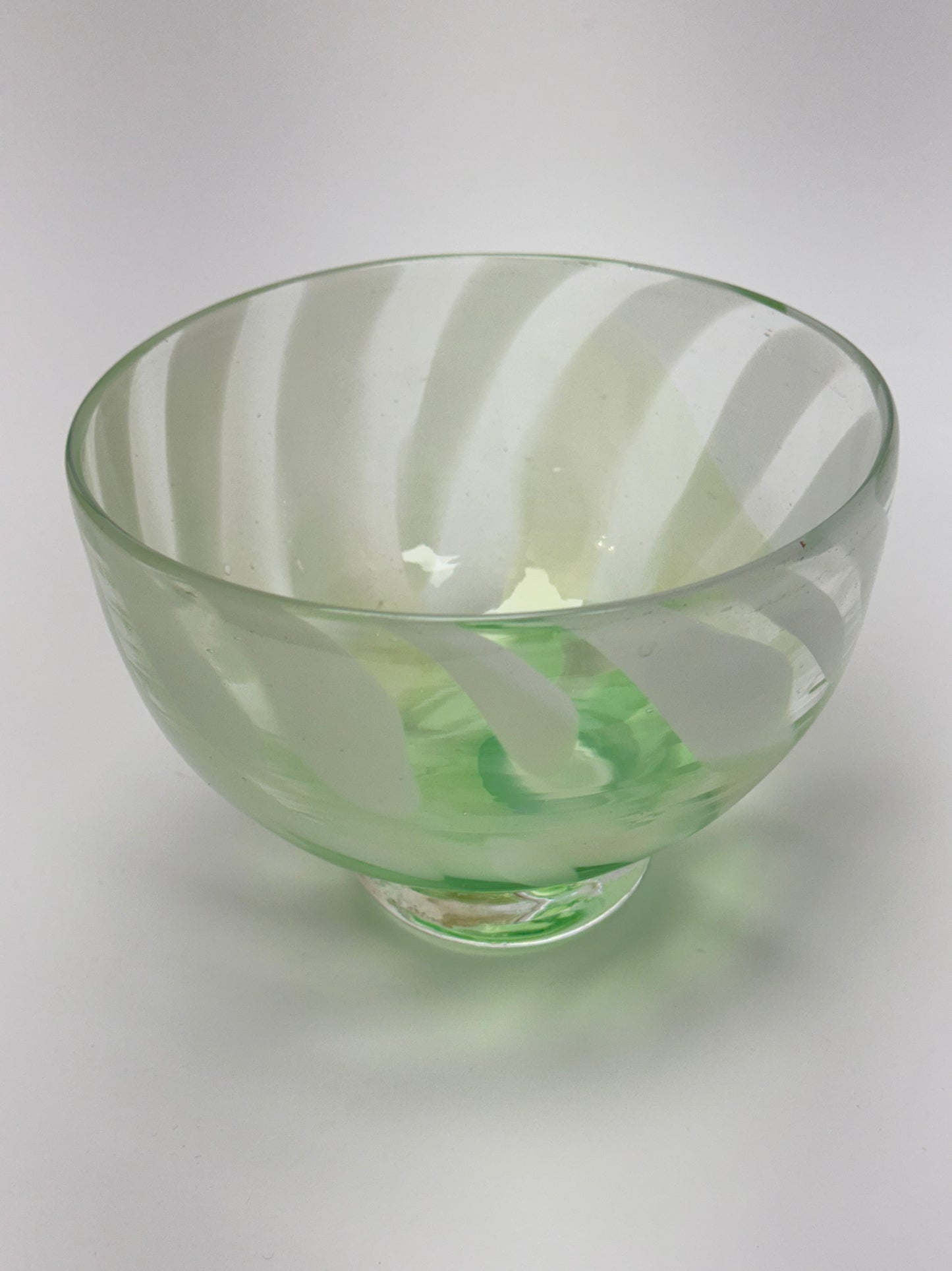 Green and grey cane bowl - handblown glass art (Copy)