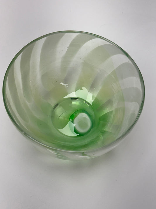 Green and grey cane bowl - handblown glass art (Copy)