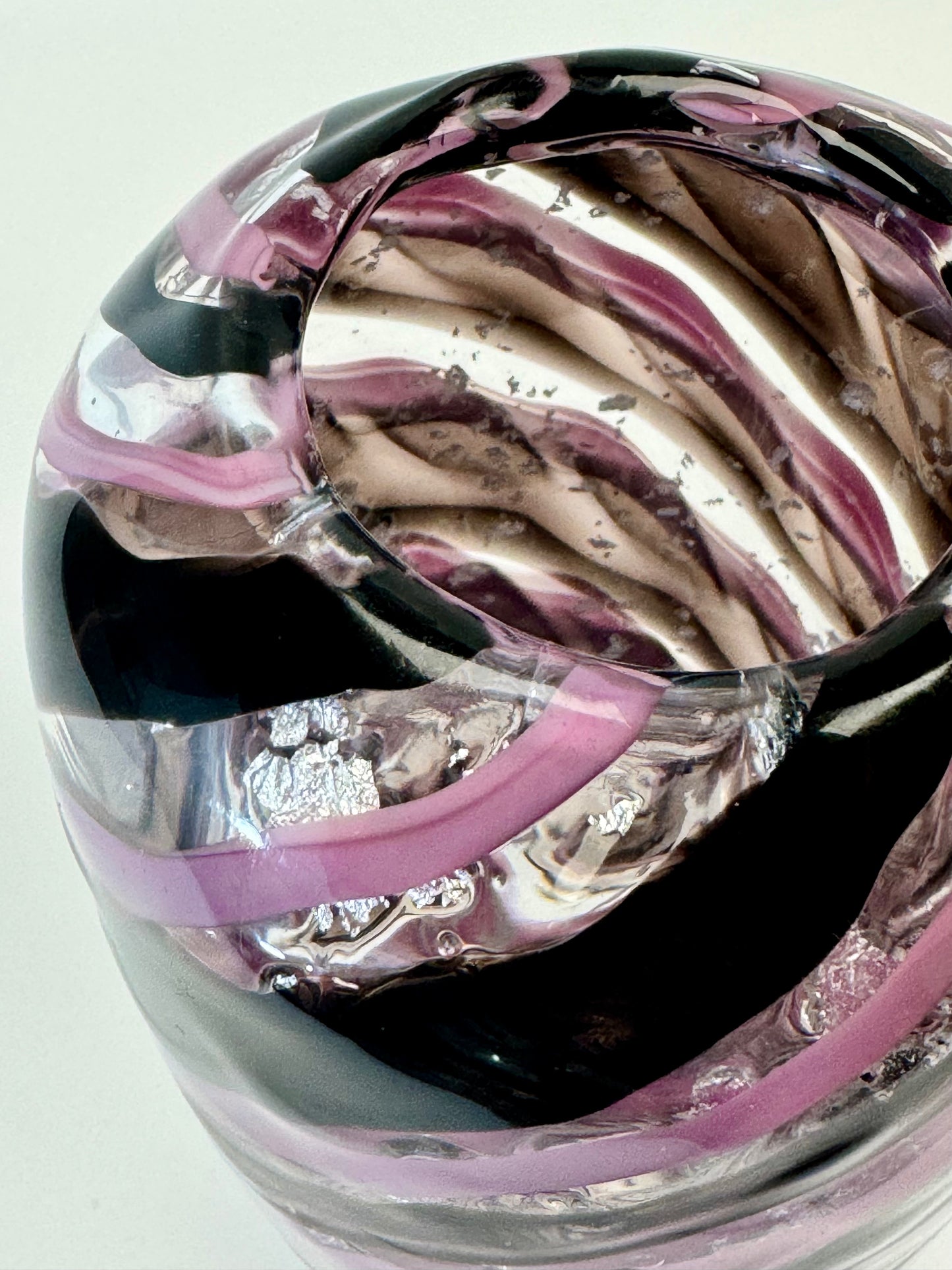 Purple and silver handblown glass art vase