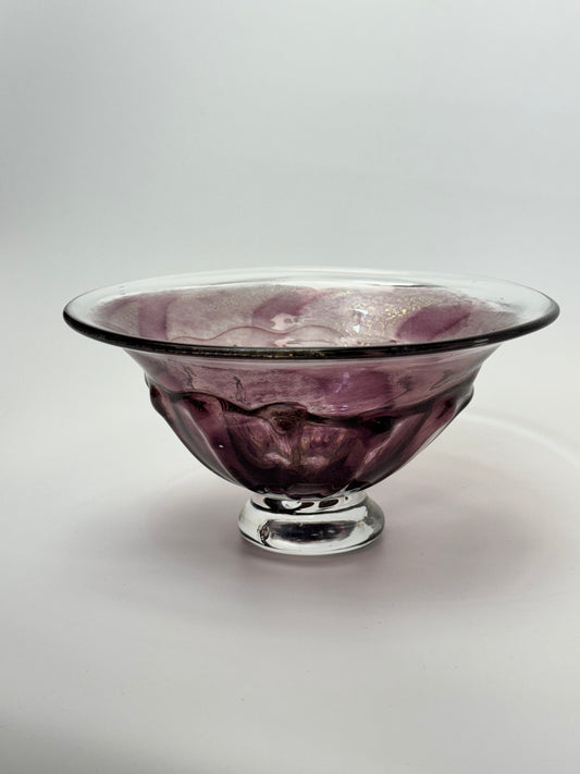 Handblown purple and dichroic mezza stampura bowl