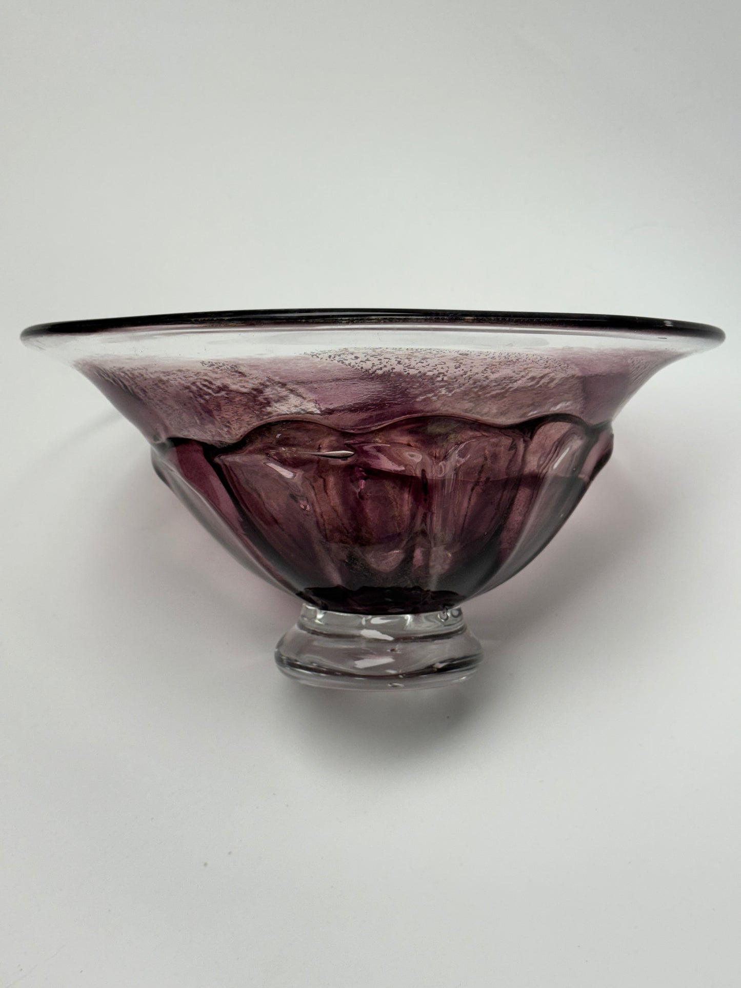 Handblown purple and dichroic mezza stampura bowl