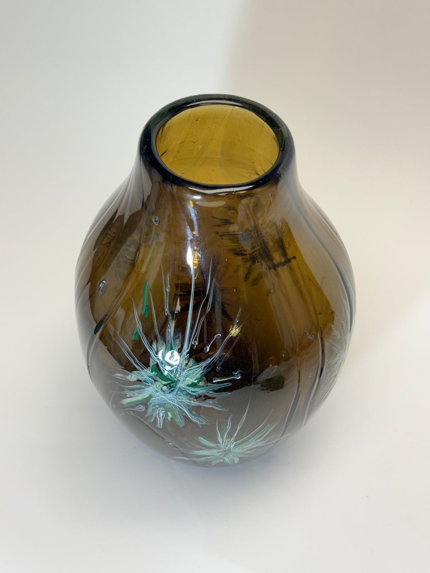 Pine Forest Handblown and Decorated Glass Vase