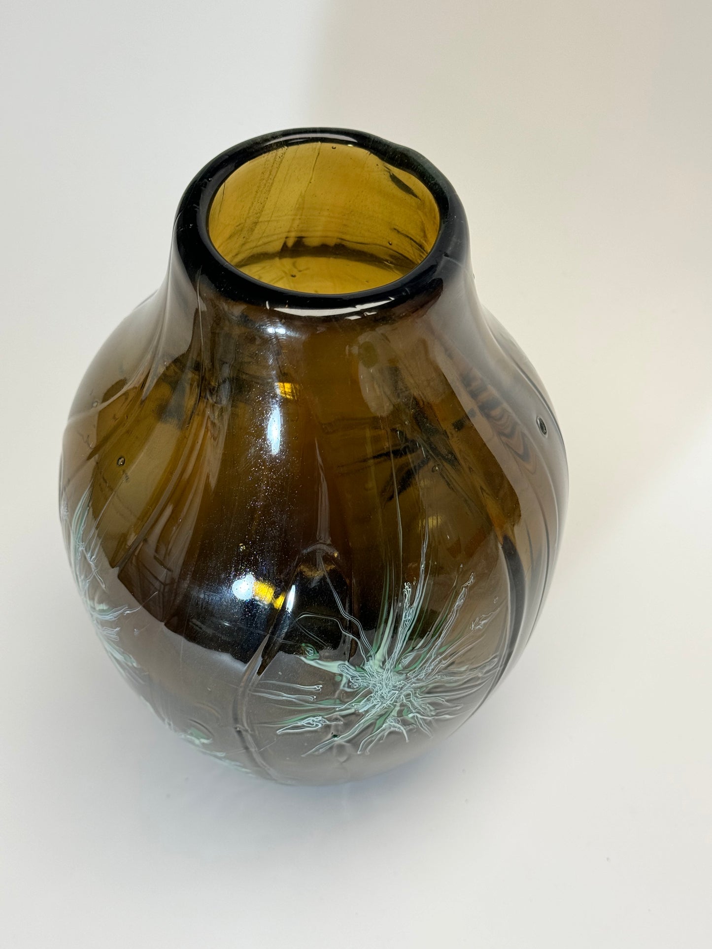 Pine Forest Handblown and Decorated Glass Vase
