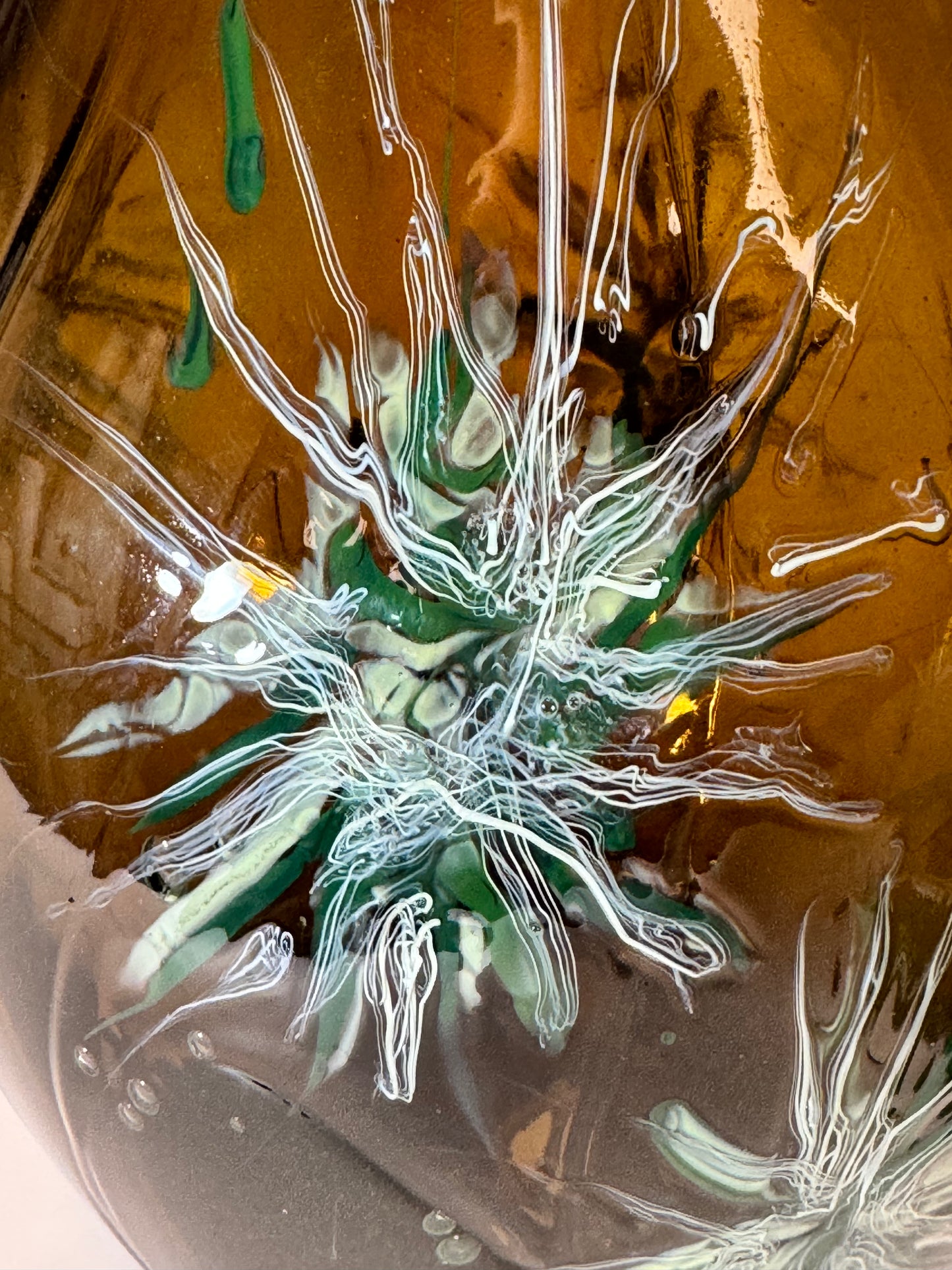 Pine Forest Handblown and Decorated Glass Vase