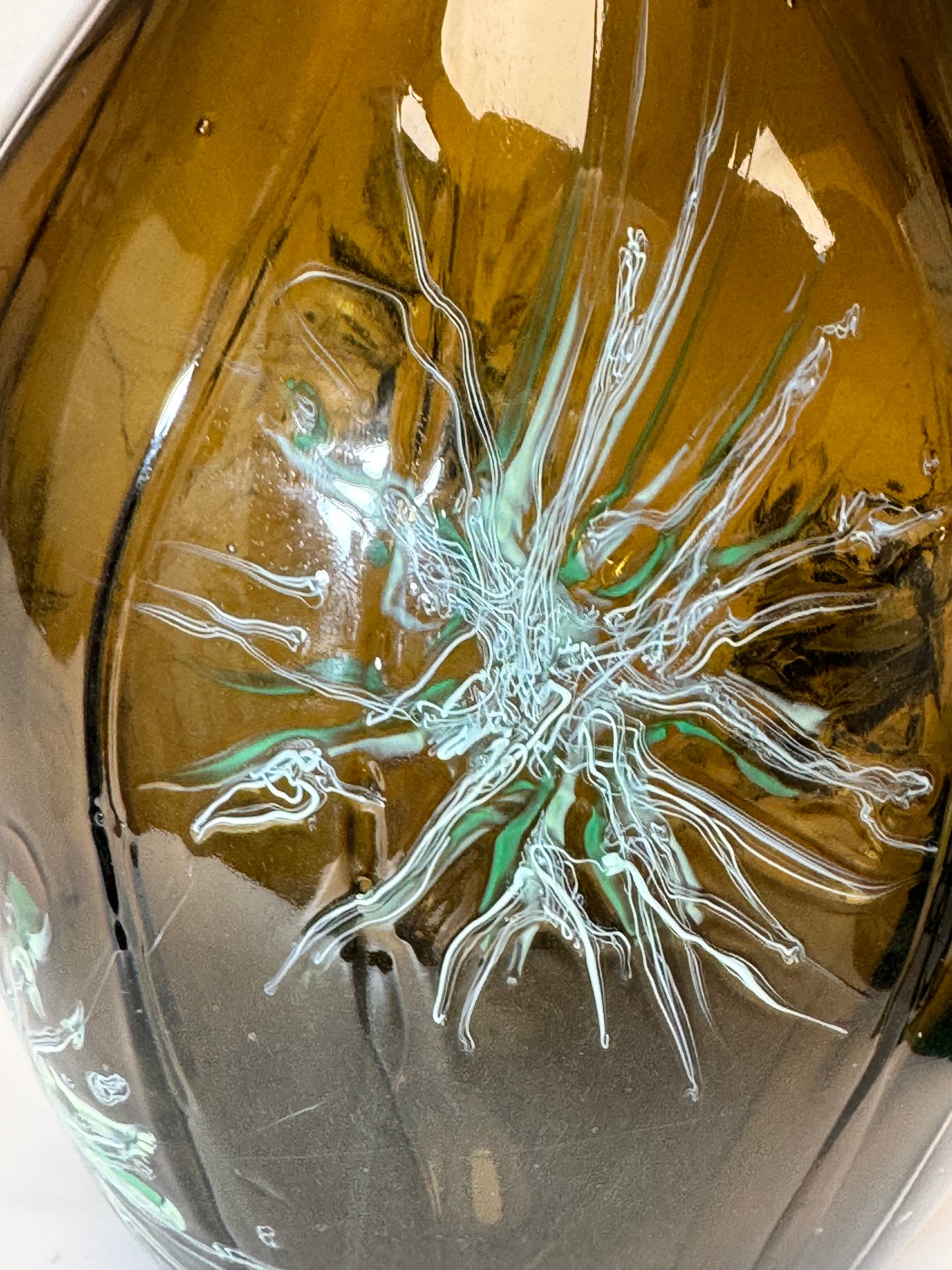 Pine Forest Handblown and Decorated Glass Vase