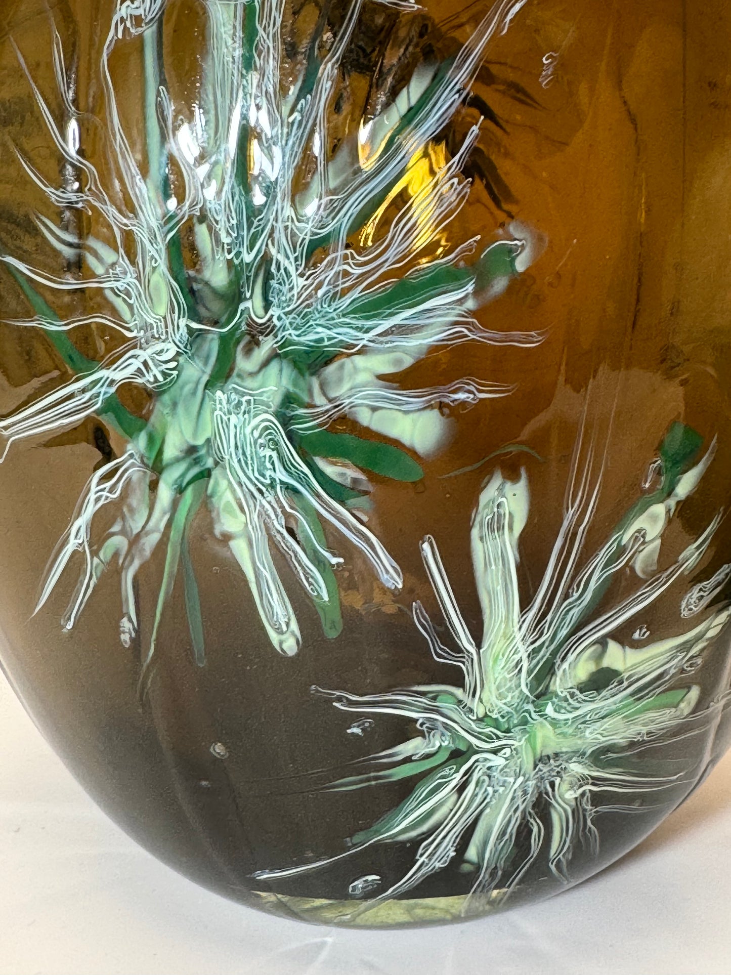 Pine Forest Handblown and Decorated Glass Vase
