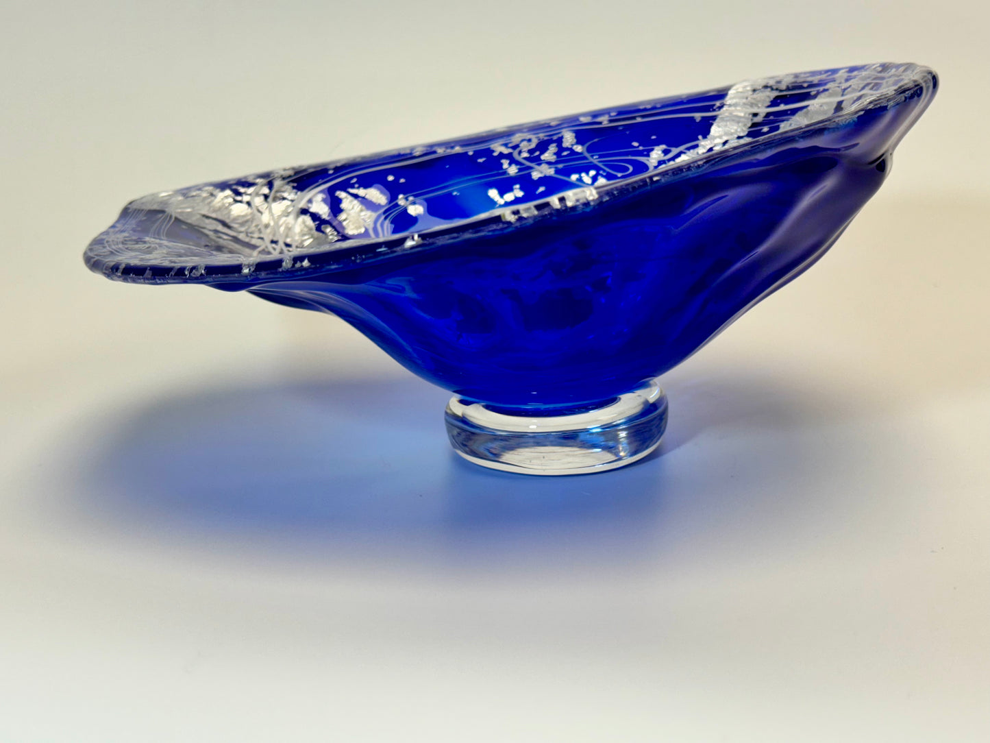 Blue had Silver Handblown Glass Bowl