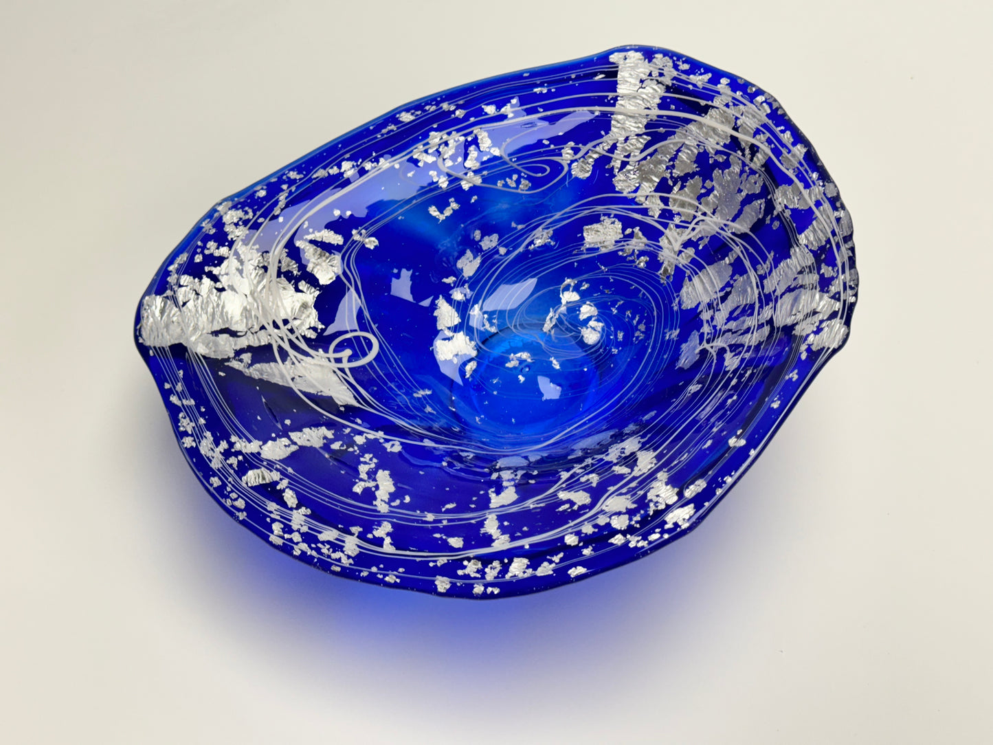 Blue had Silver Handblown Glass Bowl