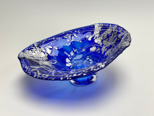 Blue had Silver Handblown Glass Bowl