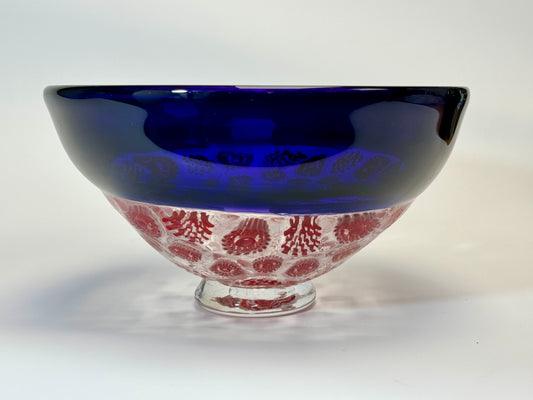 Encalmo bowl with red murrine - handblown glass art
