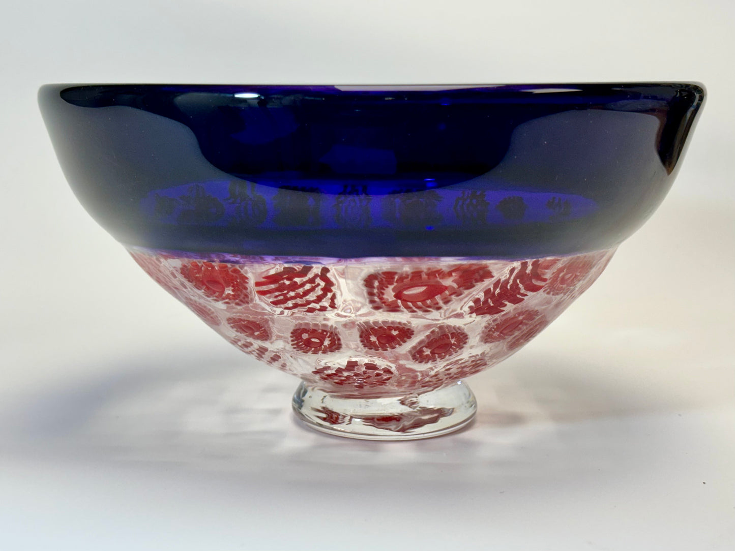 Encalmo bowl with red murrine - handblown glass art