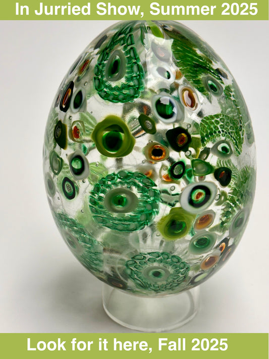 "Jeweled" Egg - Handblown glass sculpture