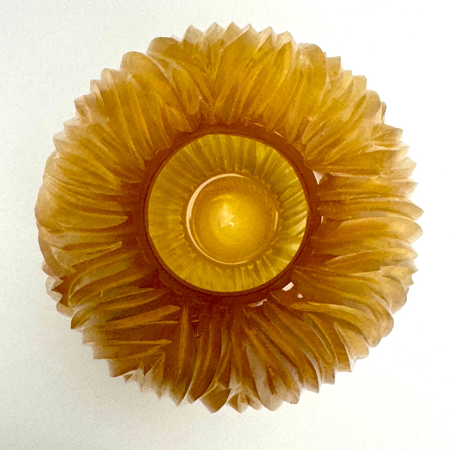 Handblown and hand-engraved gold glass vase