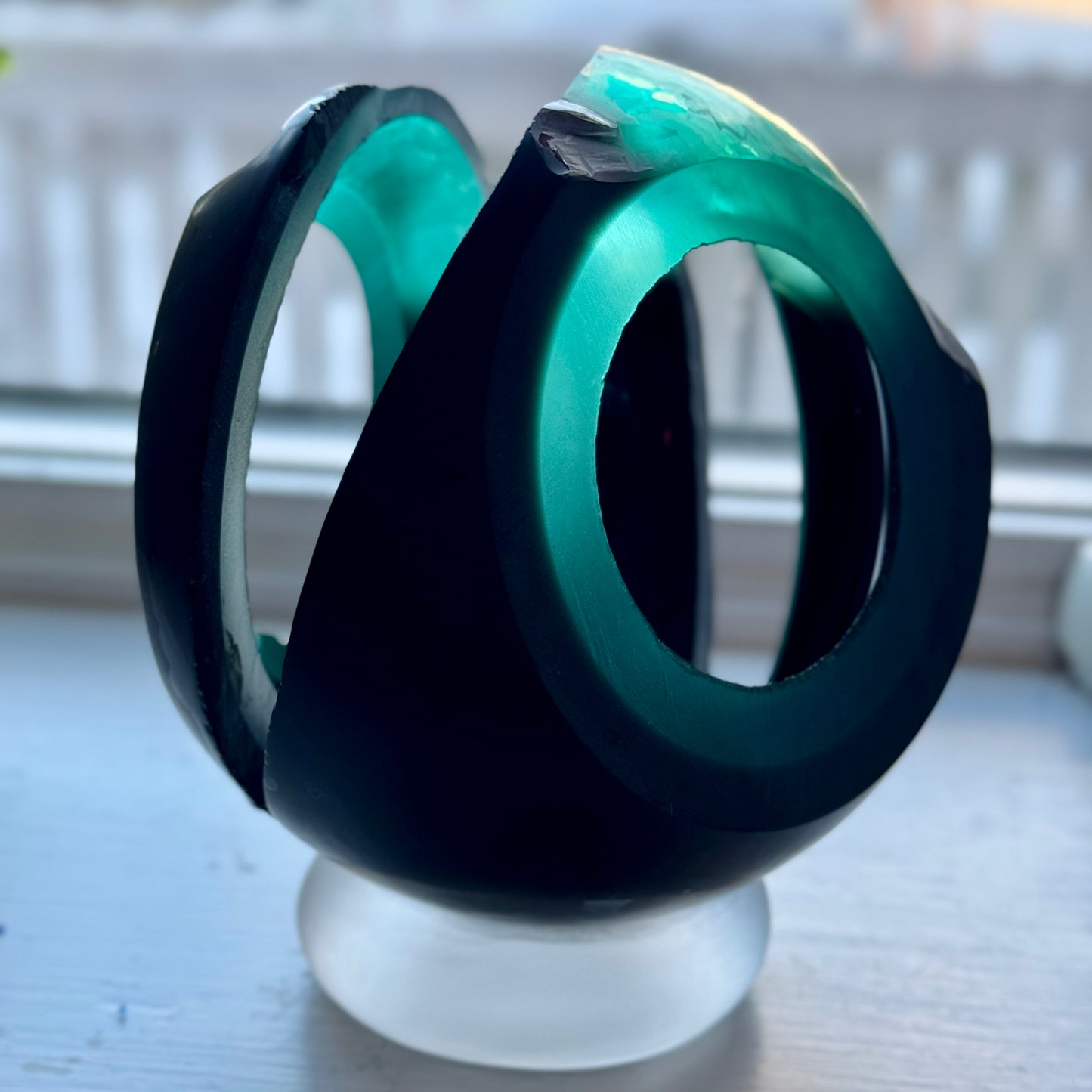 "Mid-ocean Rift" carved glass sculpture