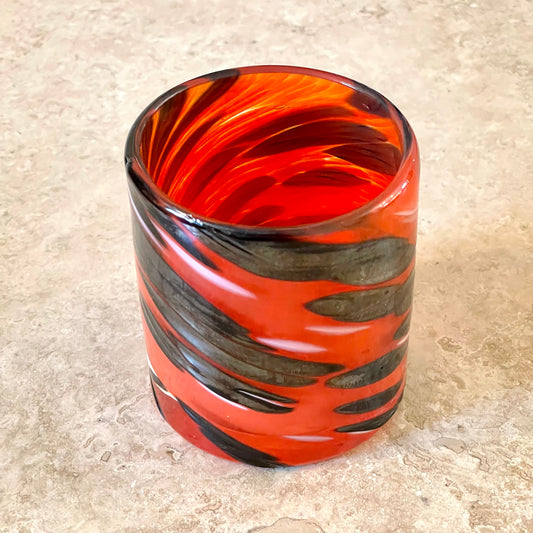Handblown tiger rocks glass
